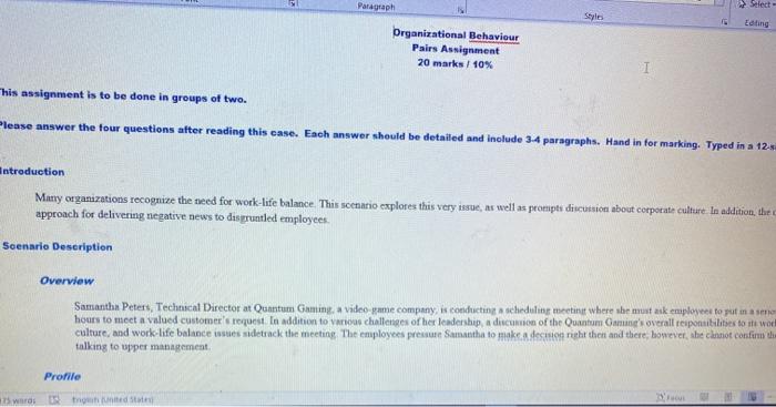 Paragraph * Select Styles Eating Organizational