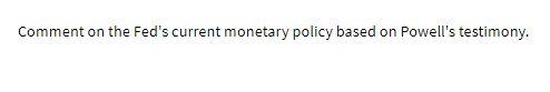 Comment on the Fed's current monetary policy