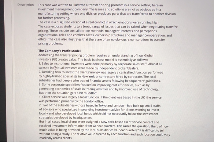 Description This case was written to illustrate a