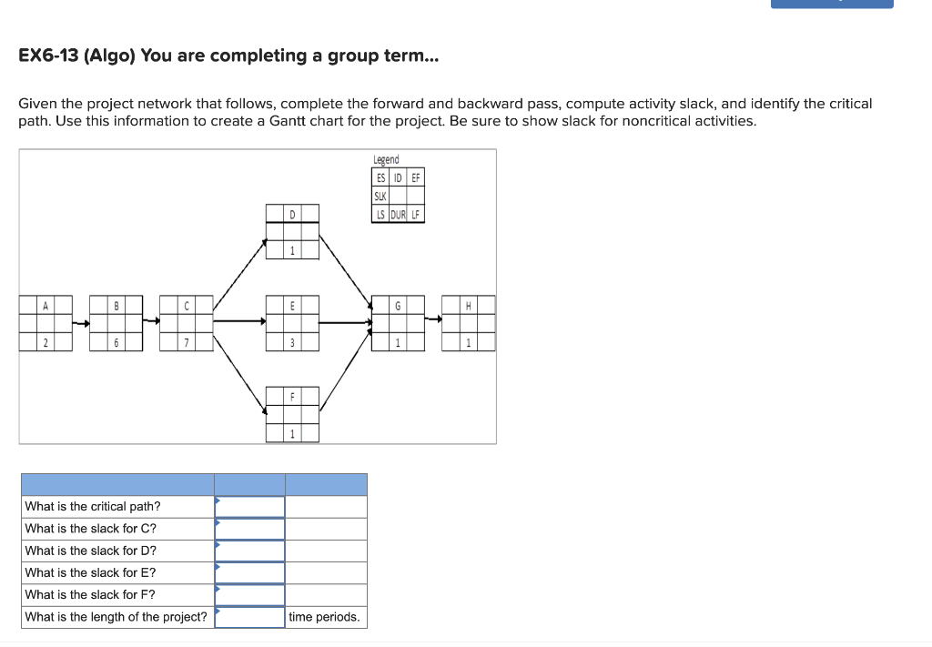 EX6-13 (Algo) You are completing a group term...
