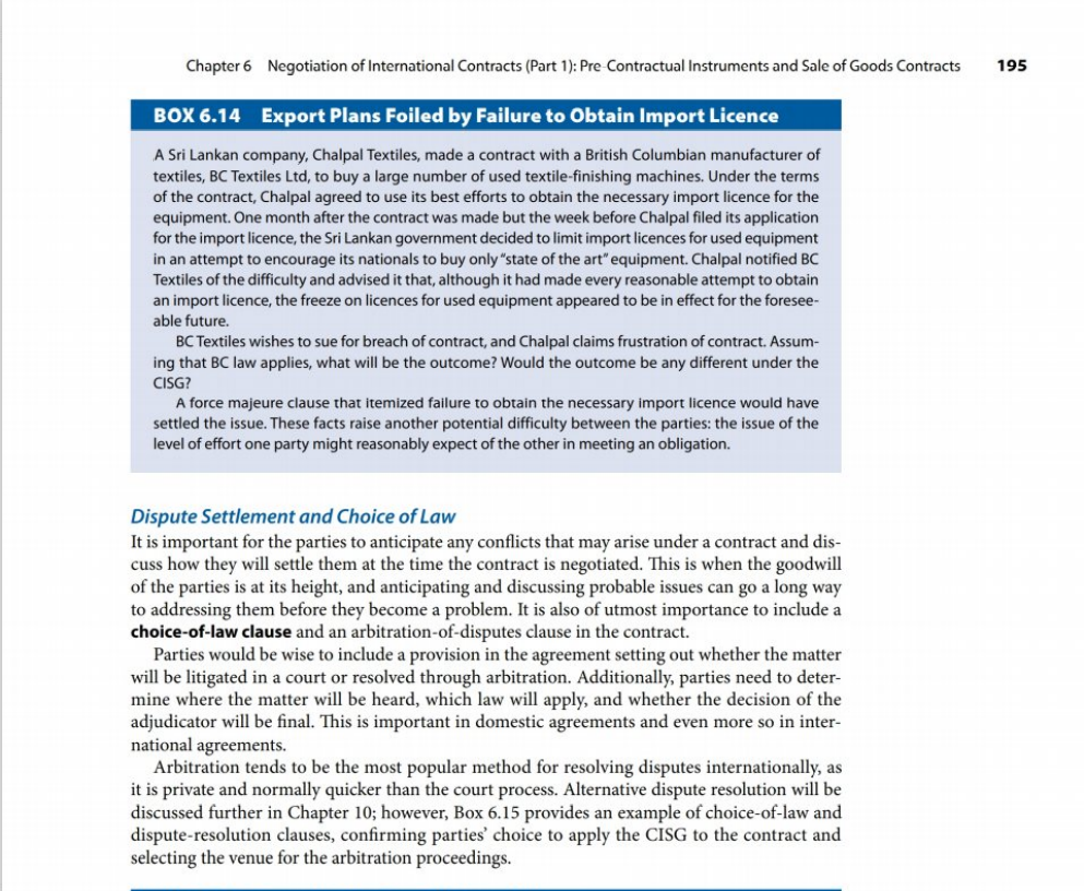 Subject: International Business Law Question: