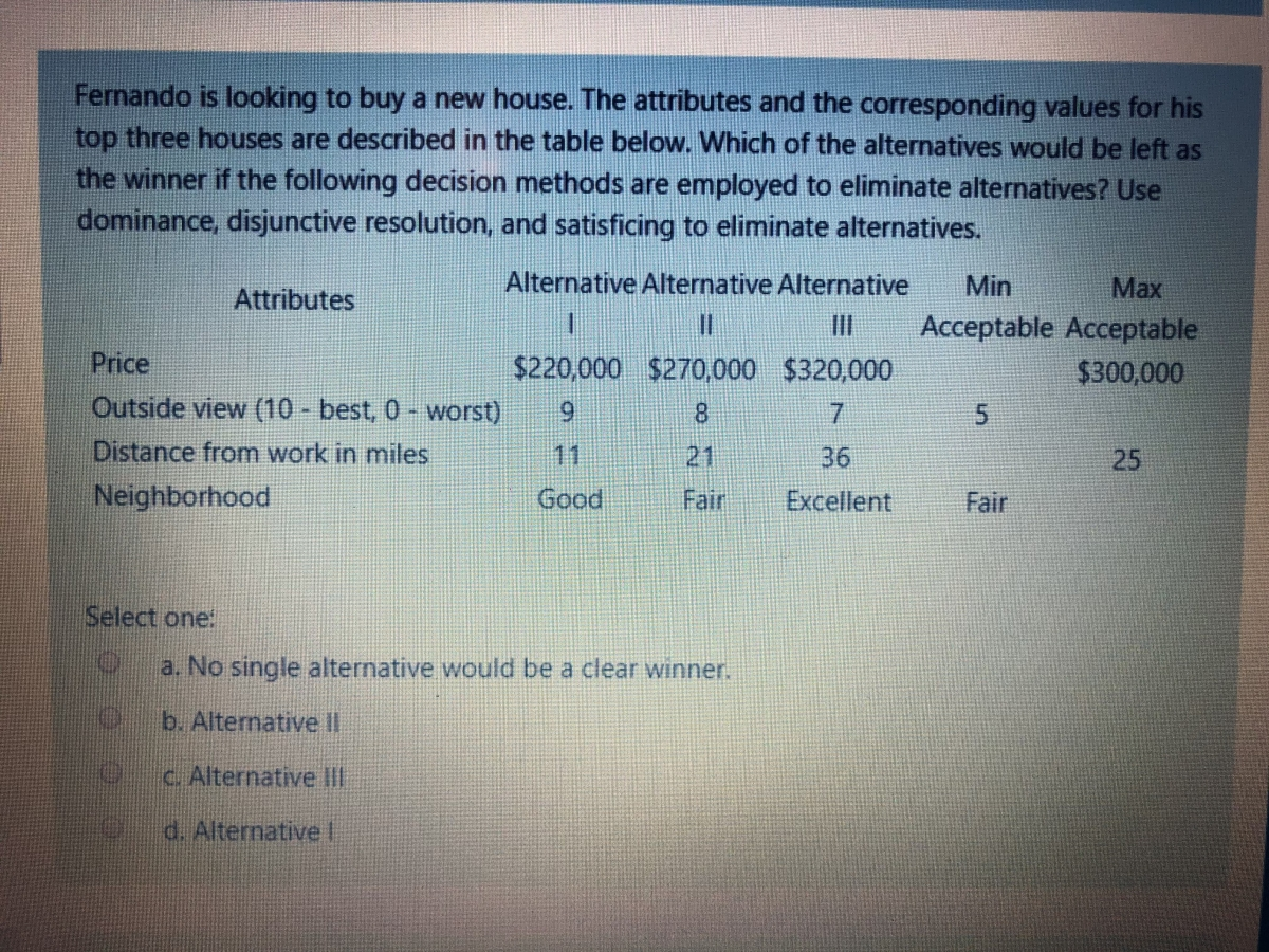 Fernando is looking to buy a new house. The