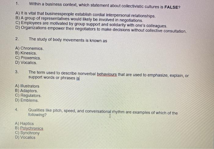 1. Within a business context, which statement