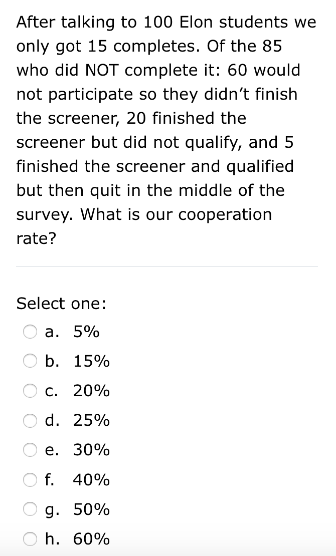 After talking to 100 Elon students we only got 15