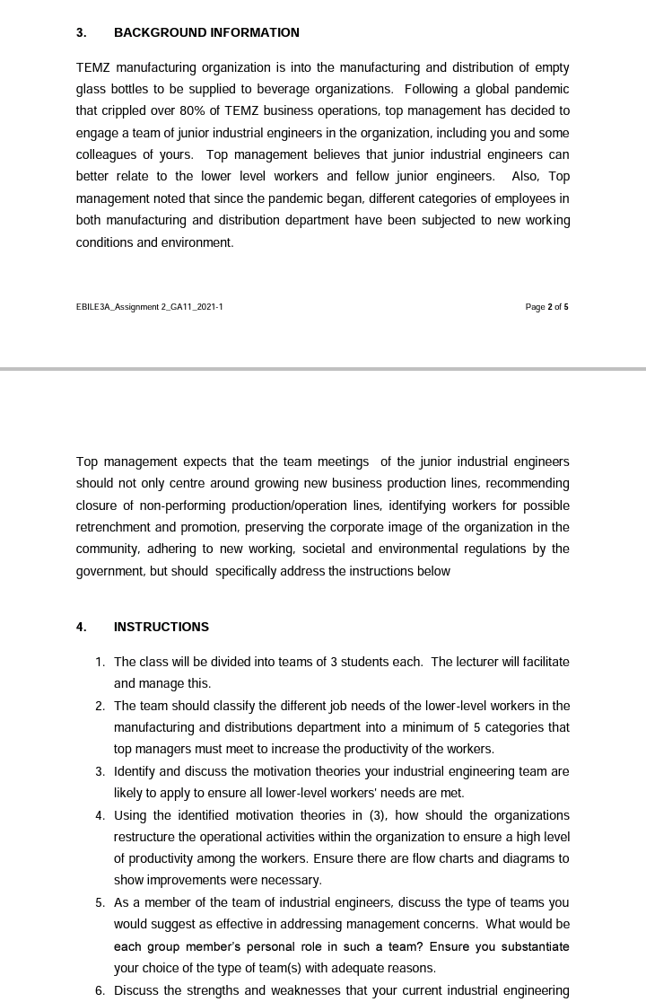 3. BACKGROUND INFORMATION TEMZ manufacturing