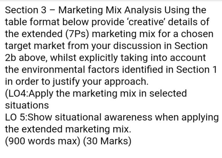 Section 3 - Marketing Mix Analysis Using the