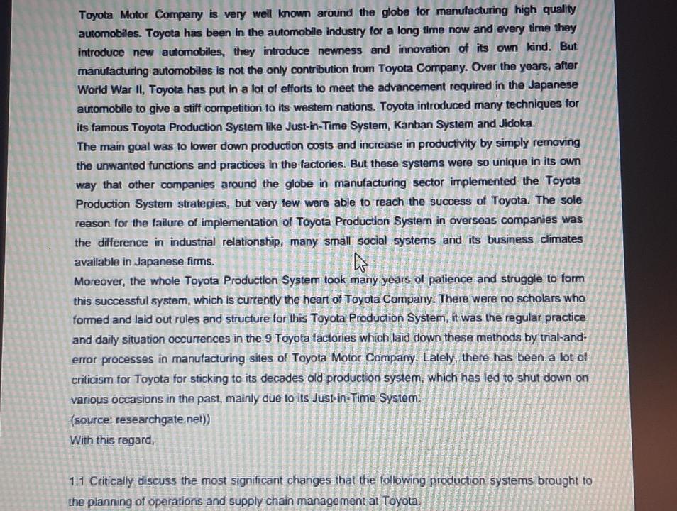 Toyota Motor Company is very well known around