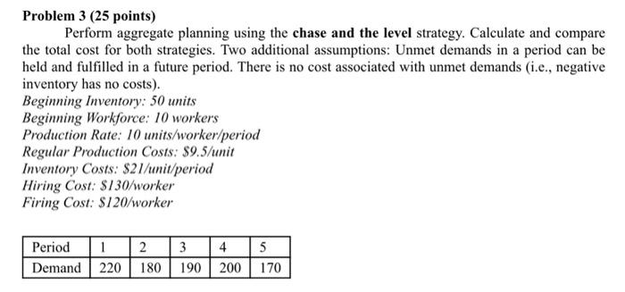 solve two aggregate planning problems with
