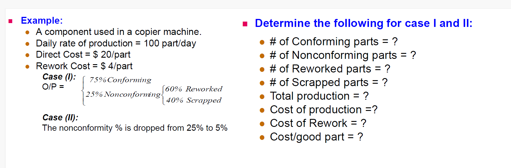 Example: A component used in a copier machine.