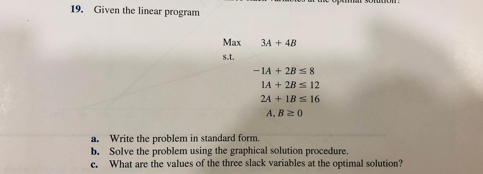 Please use excel to solve the question 19. Given