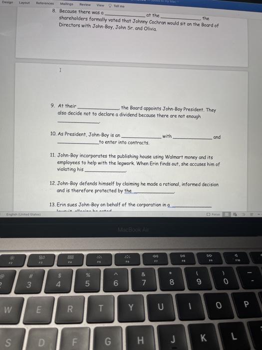 Instructions: Fill in the Blanks Using the Words