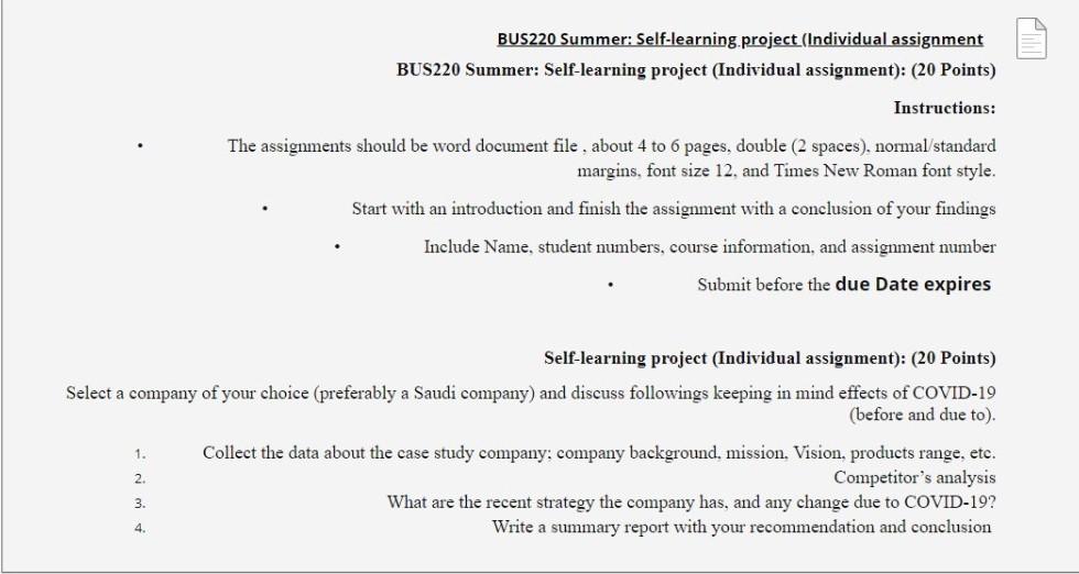 BUS220 Summer: Self-learning project (Individual