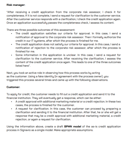 As a process analyst working for a financial