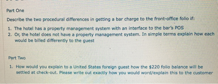 Part One Describe the two procedural differences