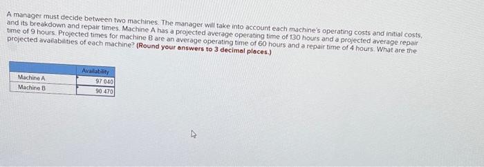 A manager must decide between two machines. The