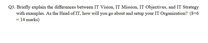 Q3. Briefly explain the differences between IT