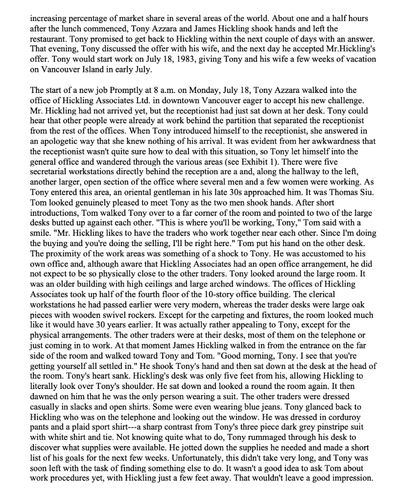 MGT 2383 - Hickling Associates Ltd Group Case 1