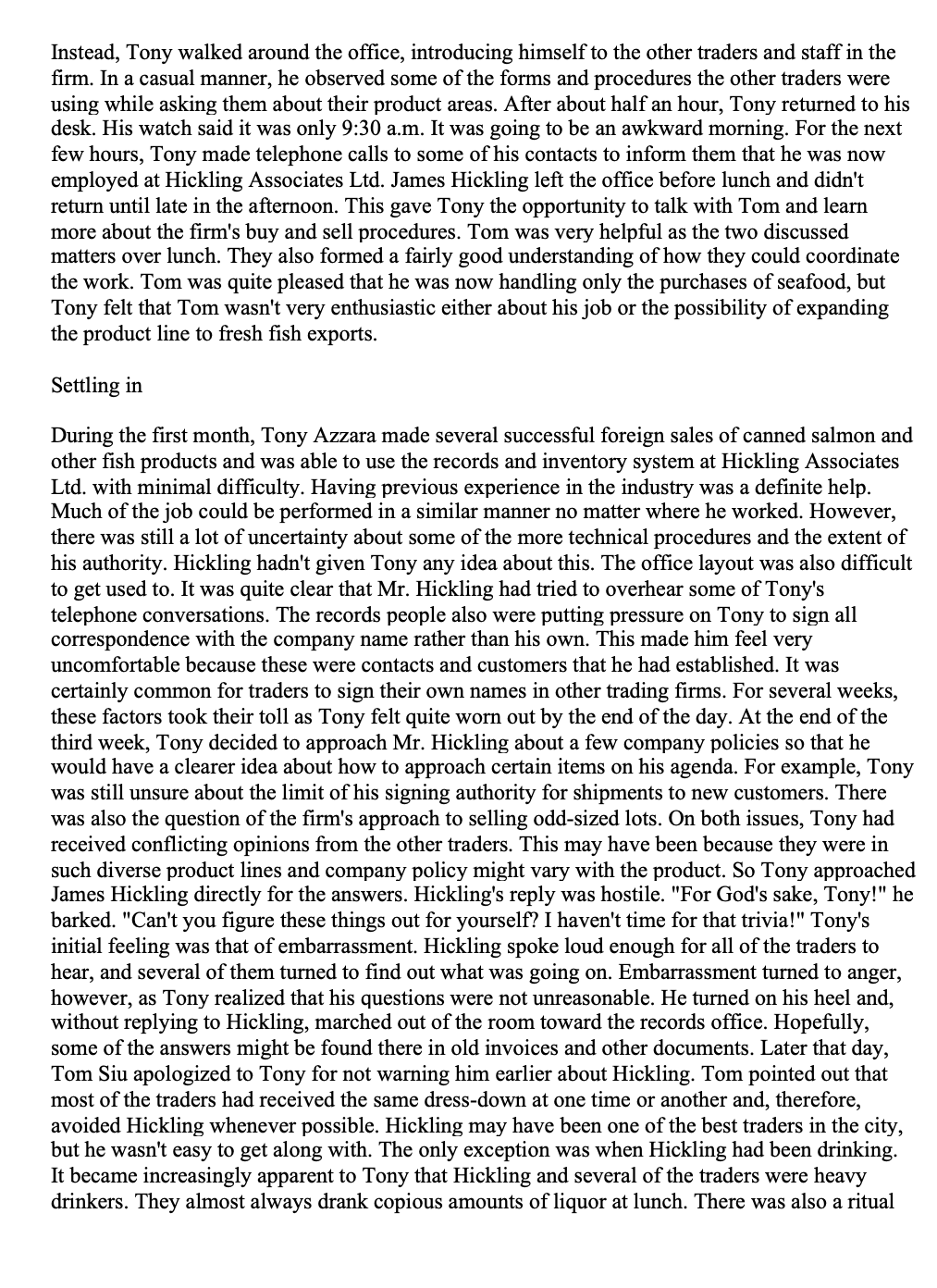 MGT 2383 - Hickling Associates Ltd Group Case 1