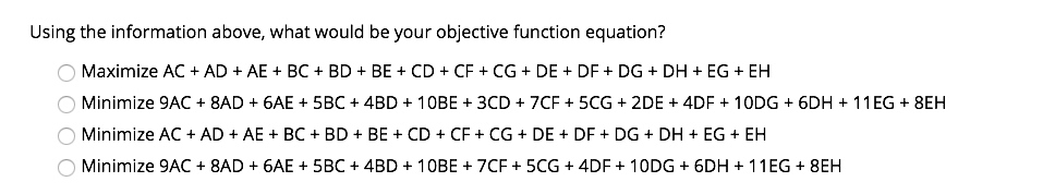The diagram below represents a transshipment