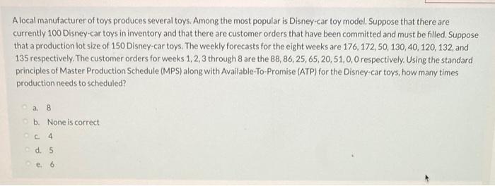 Alocal manufacturer of toys produces several