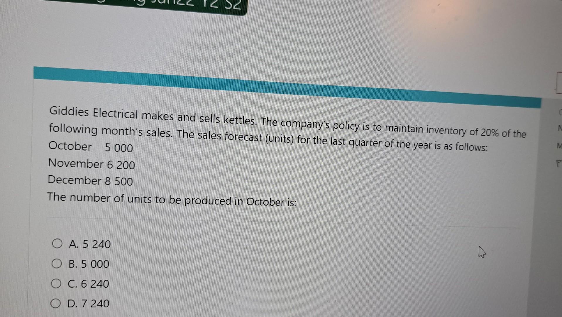 Giddies Electrical makes and sells kettles. The