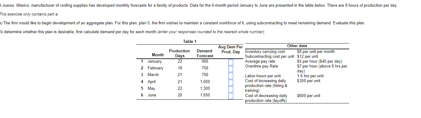 his exercise only contains part a. o determine