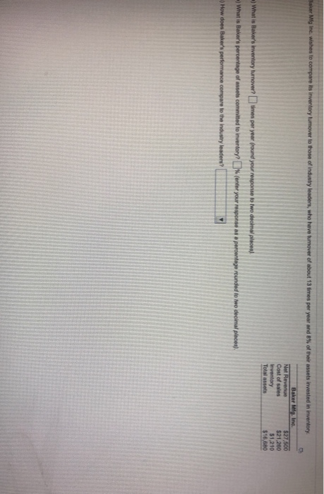 Baker Mtg in wishes to compare its inventory