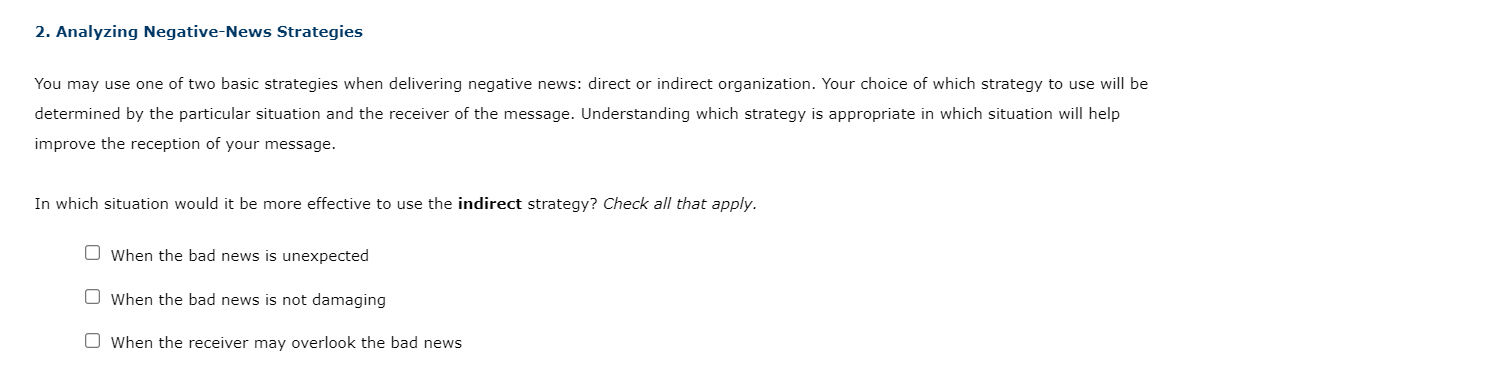 2. Analyzing Negative-News Strategies You may use