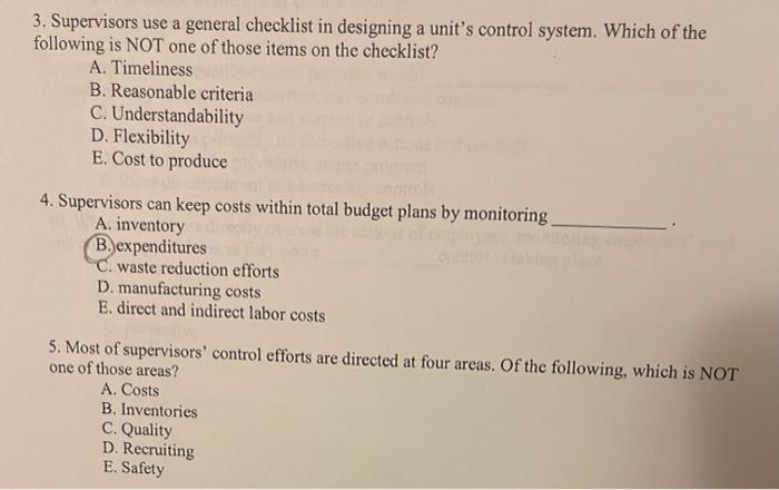 3. Supervisors use a general checklist in