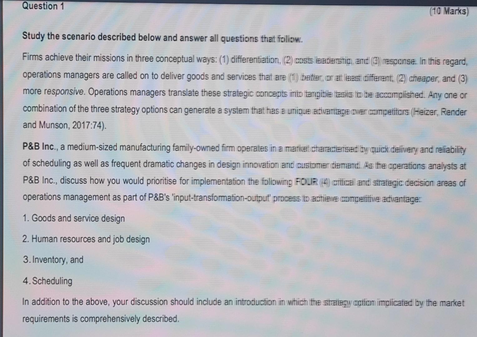 Study the scenario described below and answer all