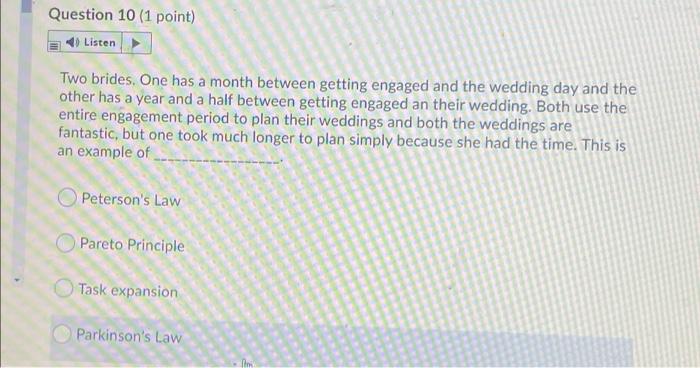 b Question 9 (1 point) Listen Dealing with the