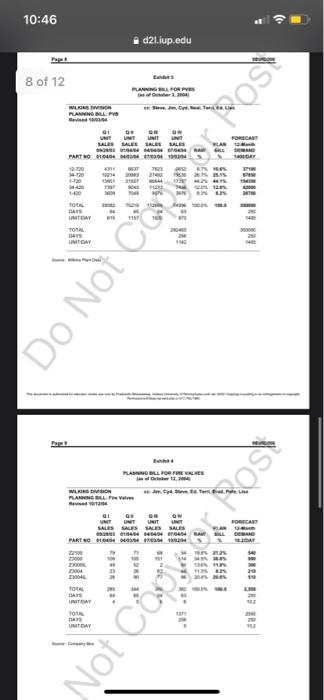 Use the data in the Wilkins case and demonstrate