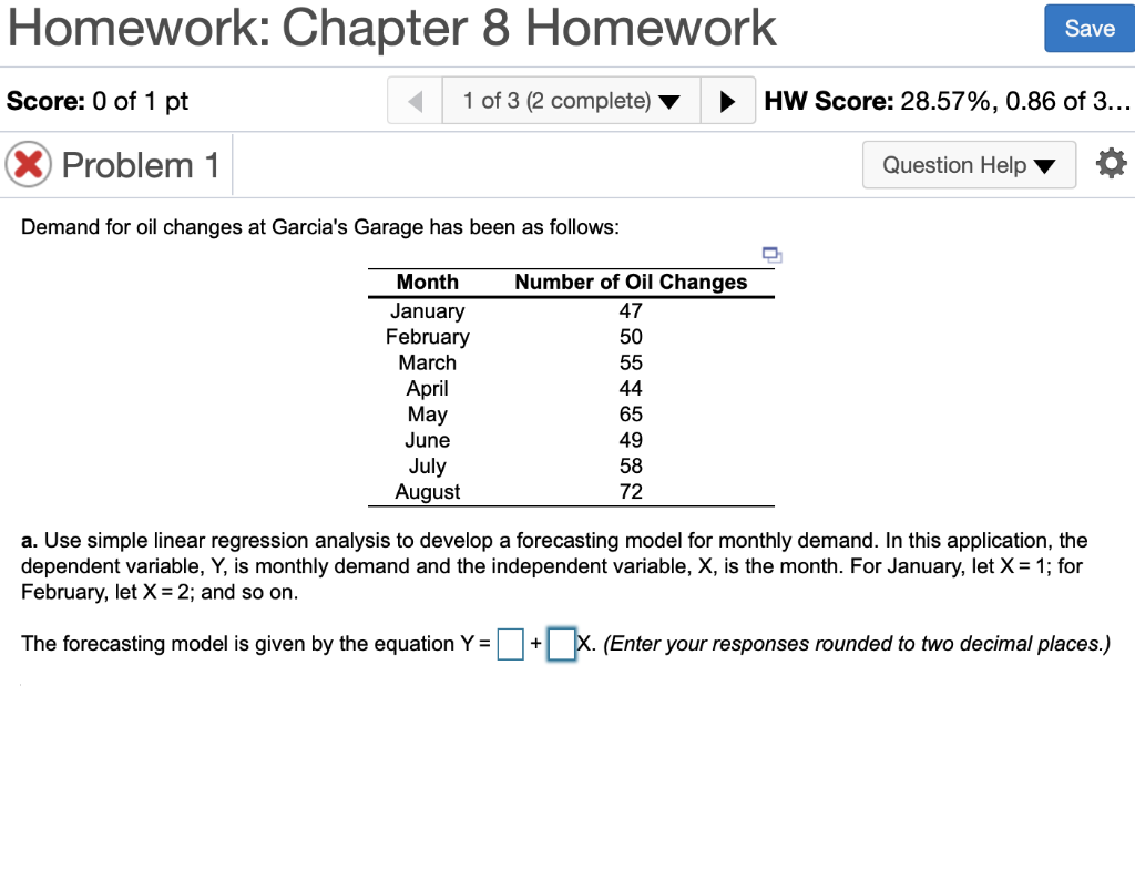 Homework: Chapter 8 Homework Save Score: 0 of 1