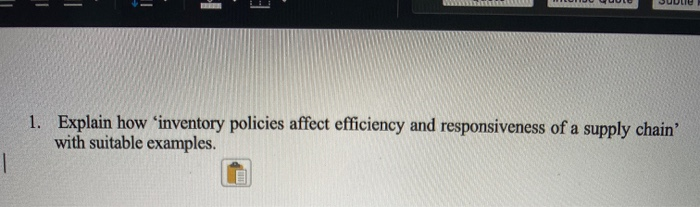 UULE 1. Explain how 'inventory policies affect
