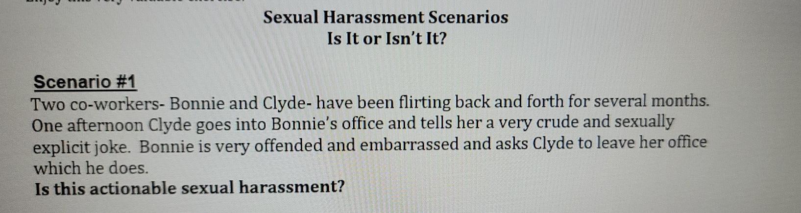 Sexual Harassment Scenarios Is It or Isn't It?
