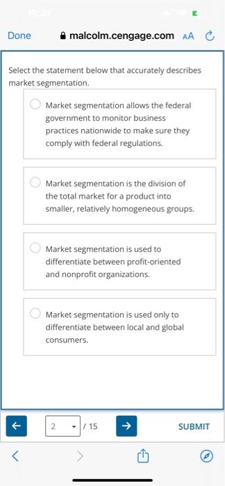 Done malcolm.cengage.com AA C Select the