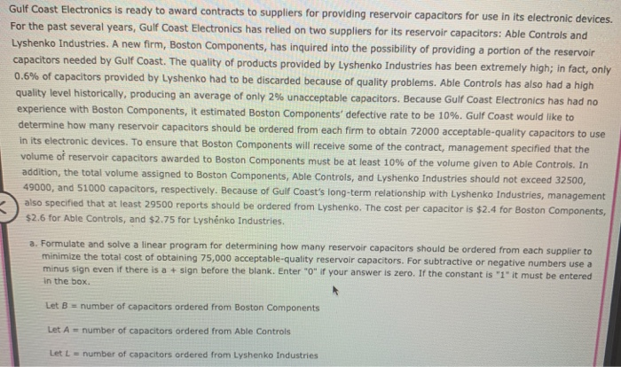 Just need the Optimal Solutions for B,A,L and the