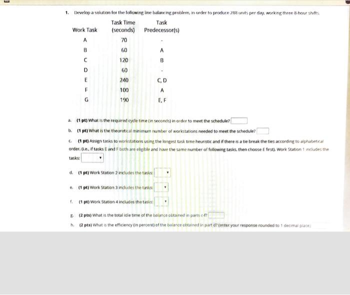 1. Develop a solution for the following line