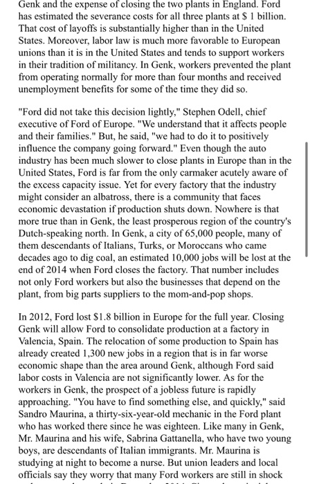 Case 11.1. High cost of plant closings in Europe