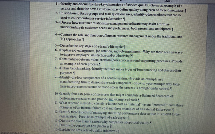 Style 1--Identify and discuss the