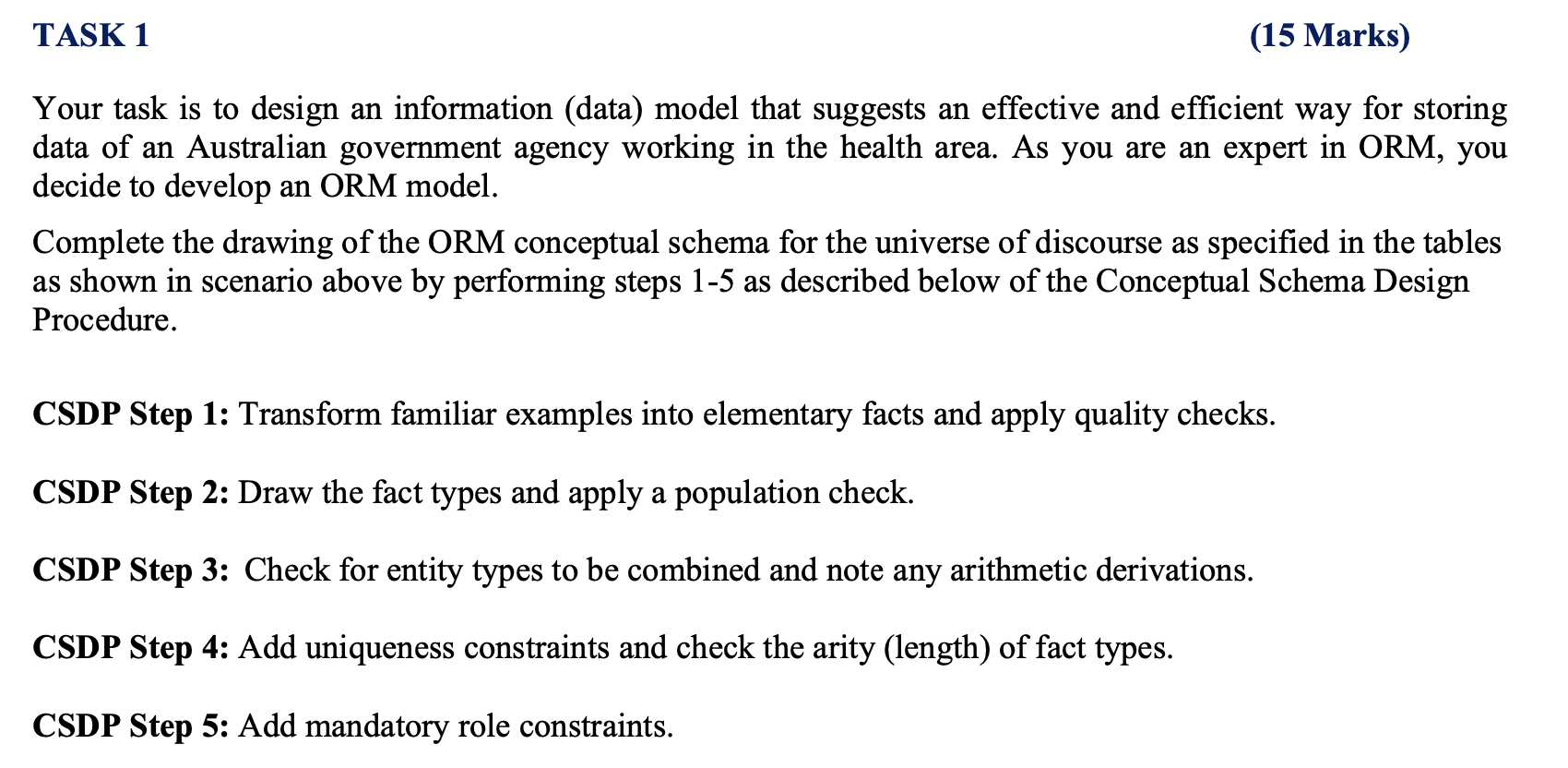SCENARIO Use the data as shown in Table 1 and