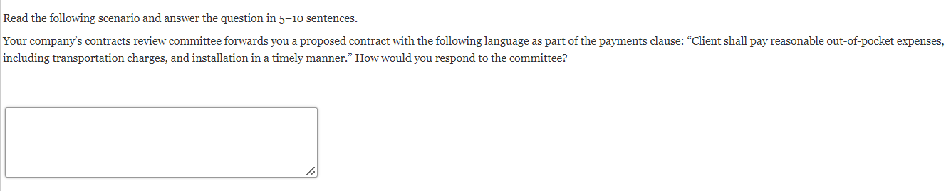 Read the following scenario and answer the