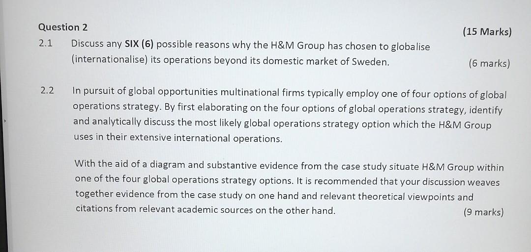 (15 Marks) Question 2 2.1 Discuss any SIX (6)