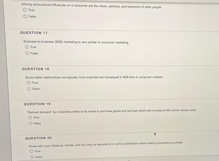 Among sociocultural influences on a consumer are