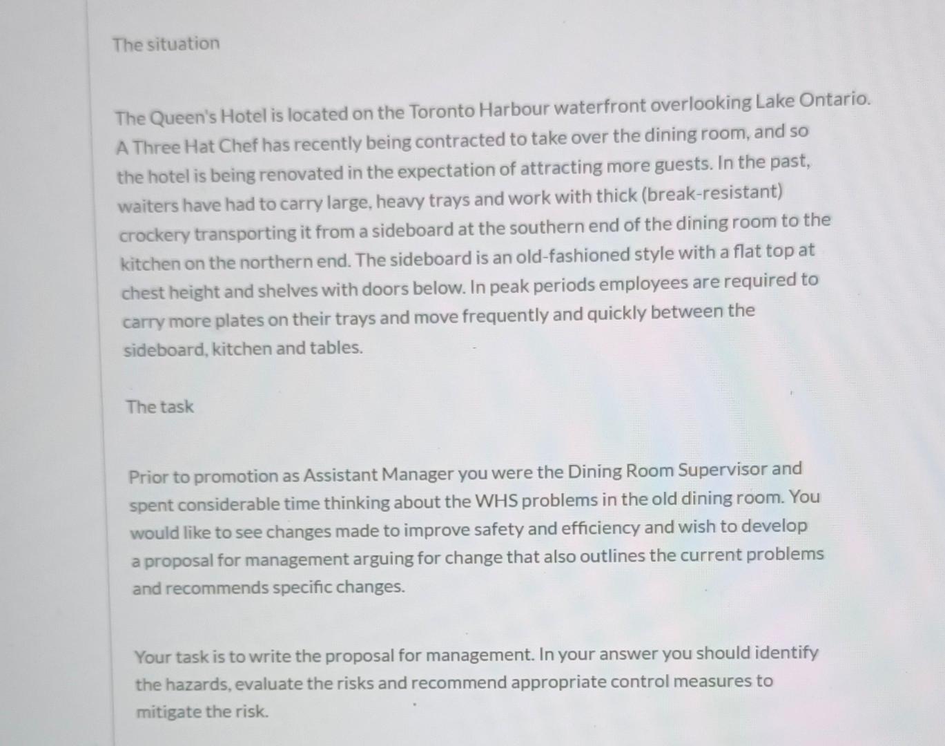 The situation The Queen's Hotel is located on the