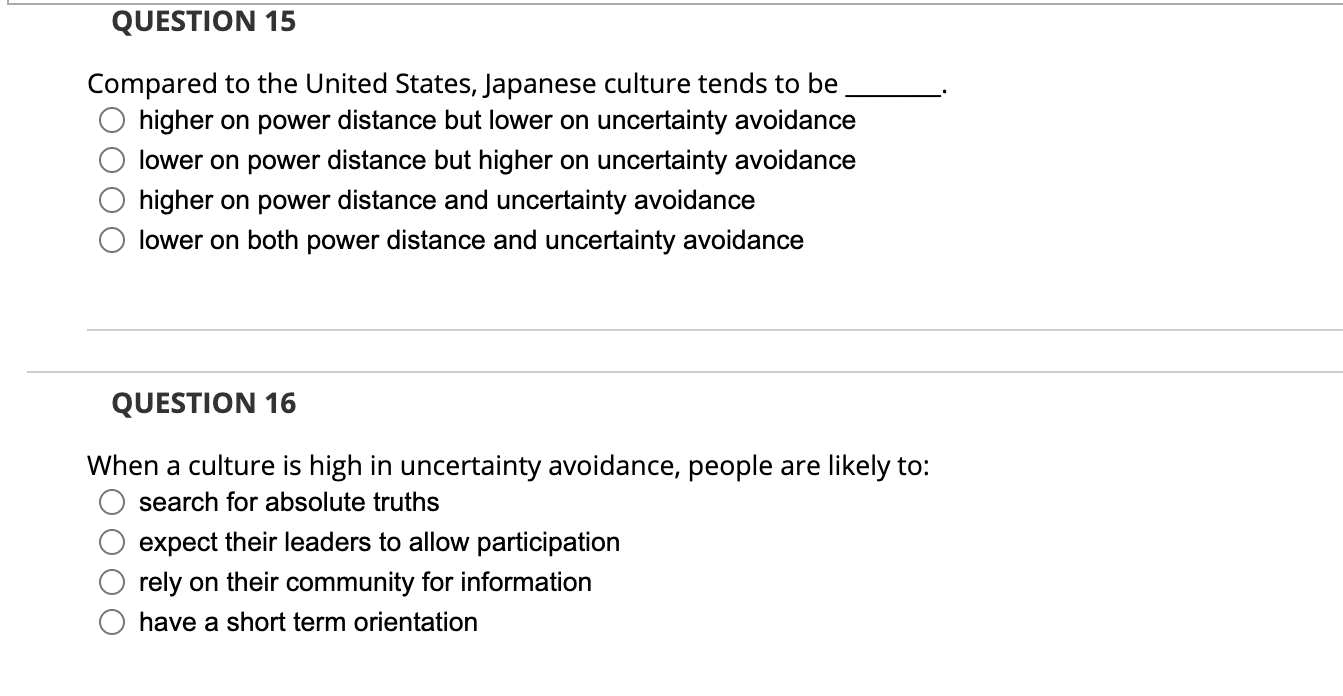 QUESTION 15 Compared to the United States,