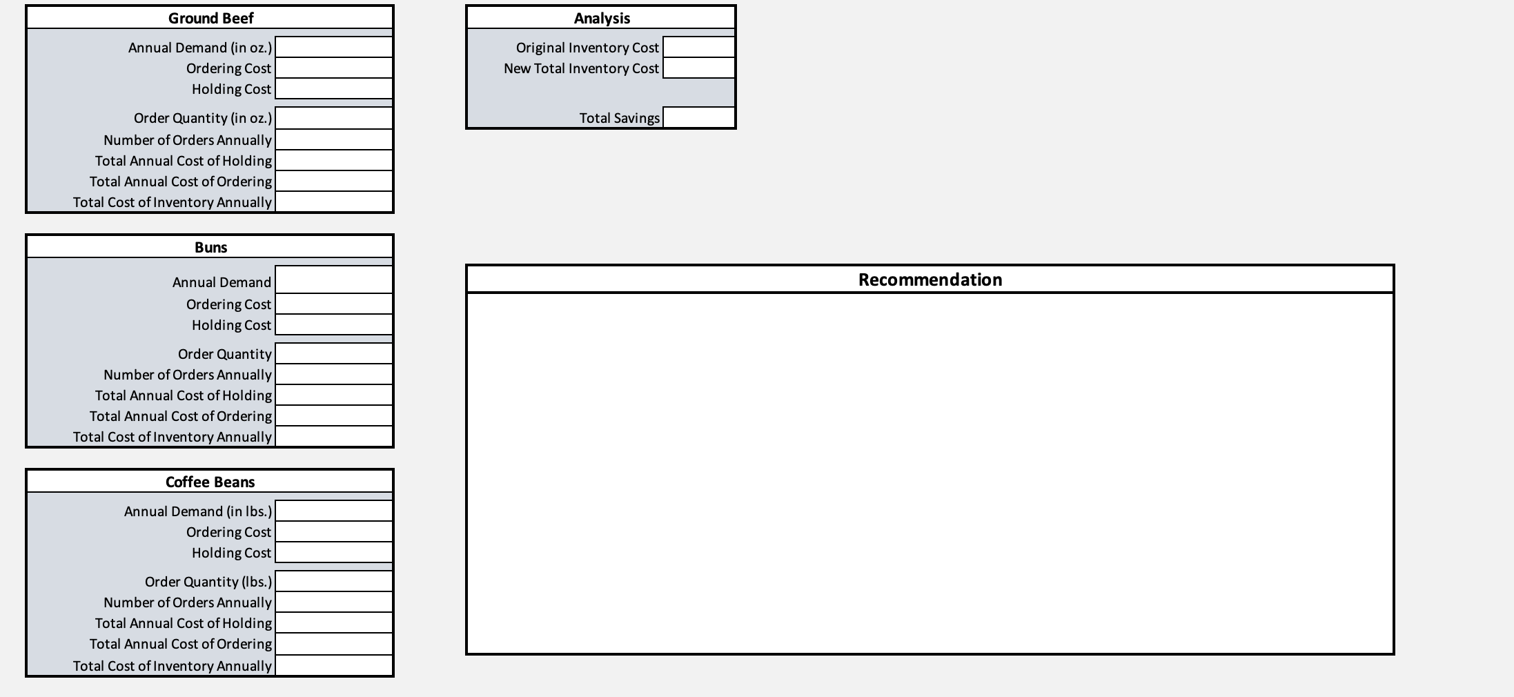 Bama Burger Buggy Inventory Analysis Case