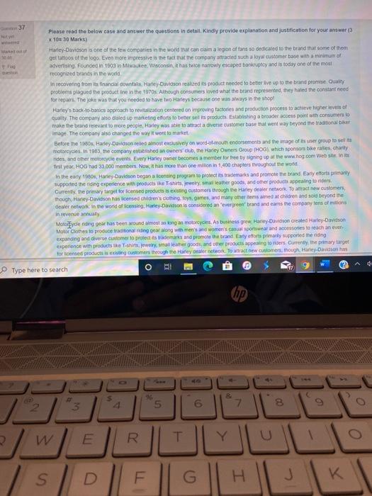 37 Plense read the below case and answer the