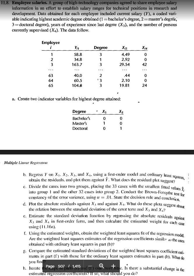 Dataset: Y Degree X3 X4 58.8 3 4.49 0 34.8 1 2.92