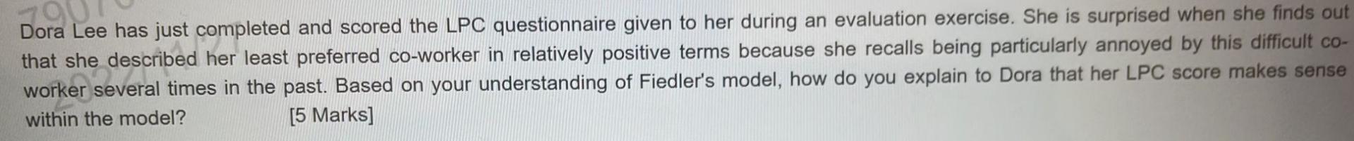 Dora Lee has just completed and scored the LPC